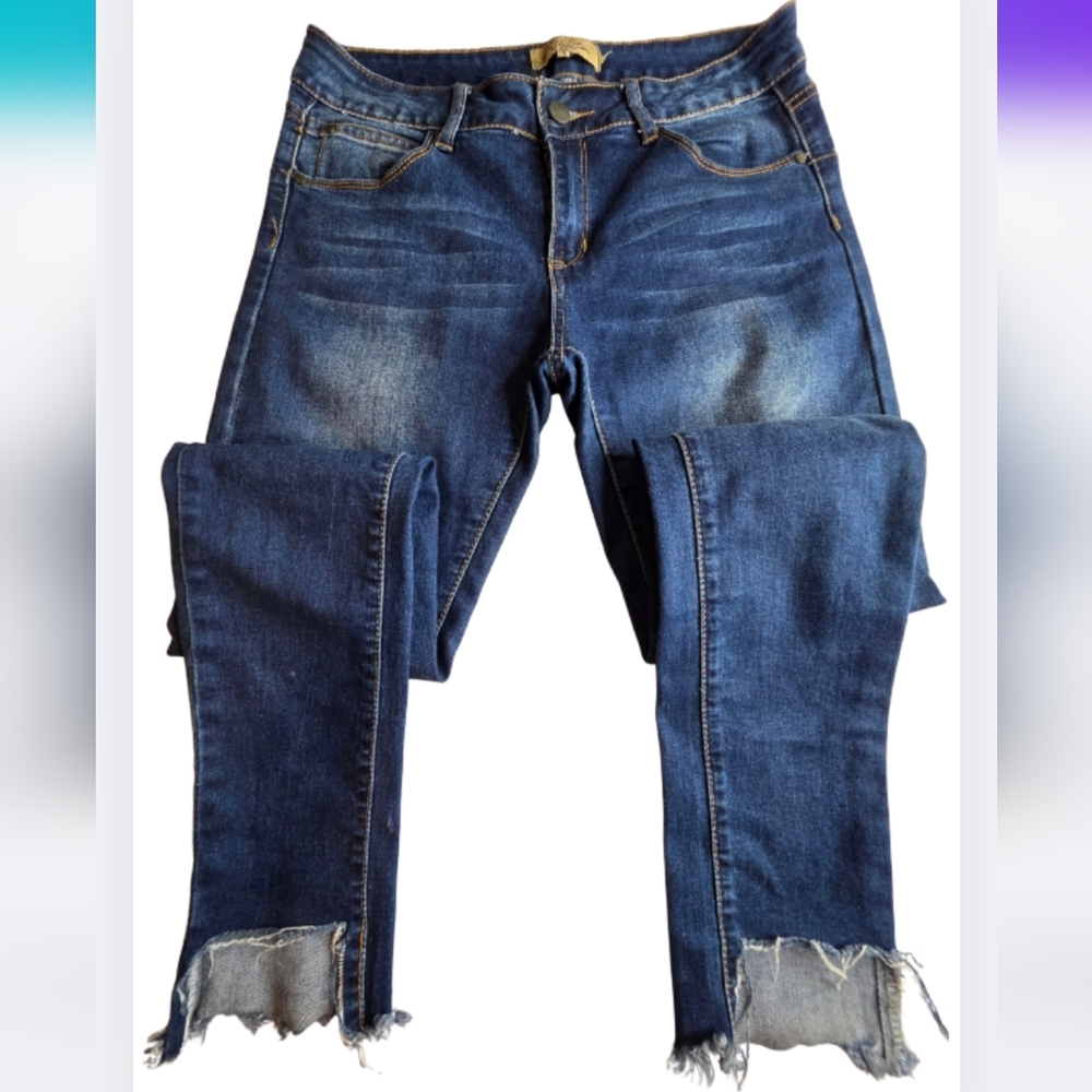 Nina Rossi Jeans Size 9 Stretch Raw Hem Ankle 3007-Bk